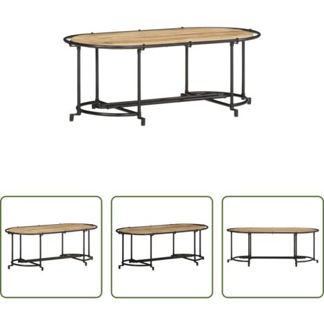 vidaXL Mesa de centro de madera -  Mesa de centro madera maciza de mango rugosa 110x55x40 cm