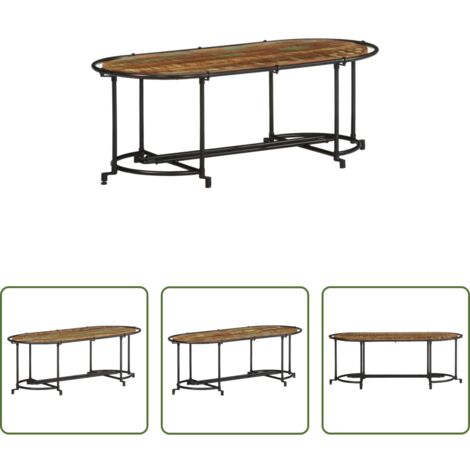 vidaXL Mesa de centro de madera -  Mesa de centro madera maciza reciclada 110x55x40 cm