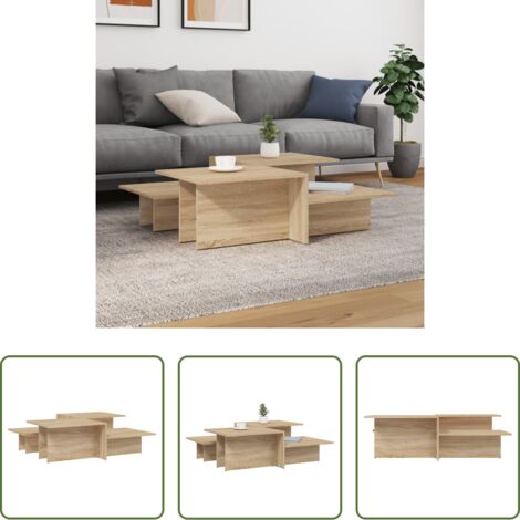 vidaXL Mesa de centro de madera -  Mesas de centro 2 uds madera contrachapada roble Sonoma