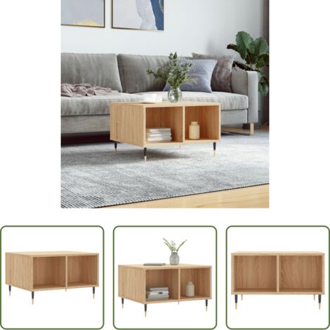 vidaXL Mesa de centro de roble -  Mesa de centro madera contrachapada roble Sonoma 60x50x36,5 cm