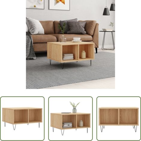 vidaXL Mesa de centro de roble -  Mesa de centro madera contrachapada roble Sonoma 60x50x36,5 cm
