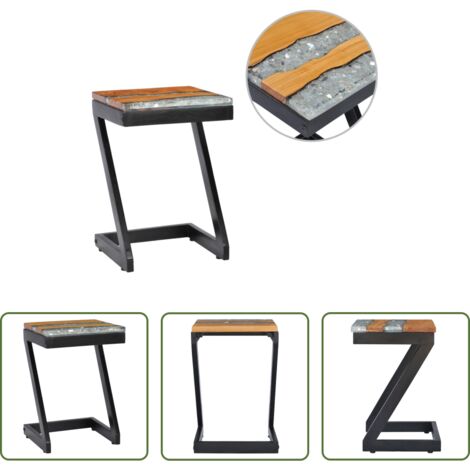 vidaXL Mesa de centro de teca -  Mesa de centro madera maciza de teca y poliresina 30x30x50 cm