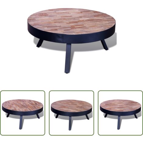 vidaXL Mesa de centro de teca -  Mesa de centro redonda madera de teca reciclada