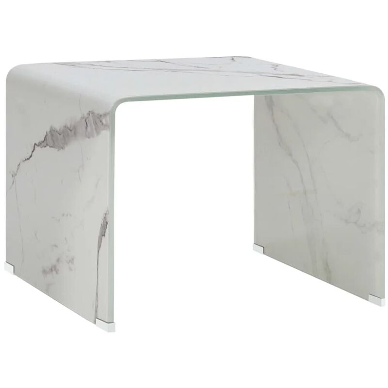 

Mesa de Centro de Vidrio Templado Mármol 50x50x45 cm Blanco - Blanco - Vidaxl