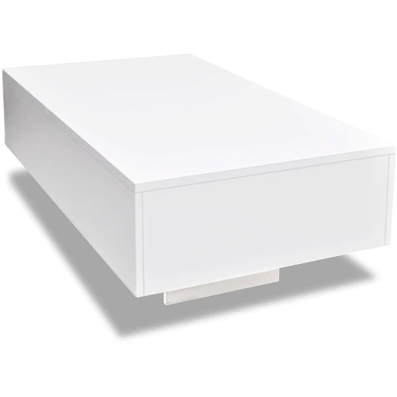 

vidaXL Mesa de Centro Rectangular Blanco con Brillo 85x55x31 cm - Blanco