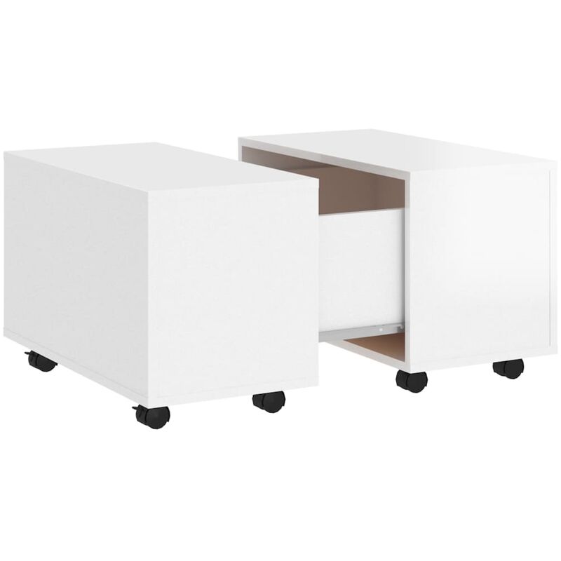 

vidaXL Mesa de centro de aglomerado 60x60x38 cm blanco brillante - Blanco