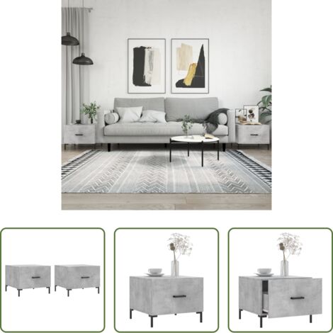 vidaXL Mesa de centro gris hormigón -  Mesa de centro 2 uds madera ingeniería gris hormigón 50x50x40cm