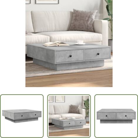vidaXL Mesa de centro gris hormigón -  Mesa de centro madera de ingeniería gris hormigón 90x90x28 cm