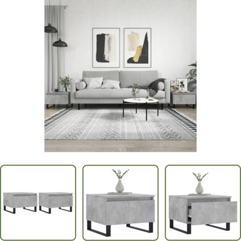 vidaXL Mesa de centro gris hormigón -  Mesas centro 2 uds madera ingeniería gris hormigón 50x46x35 cm