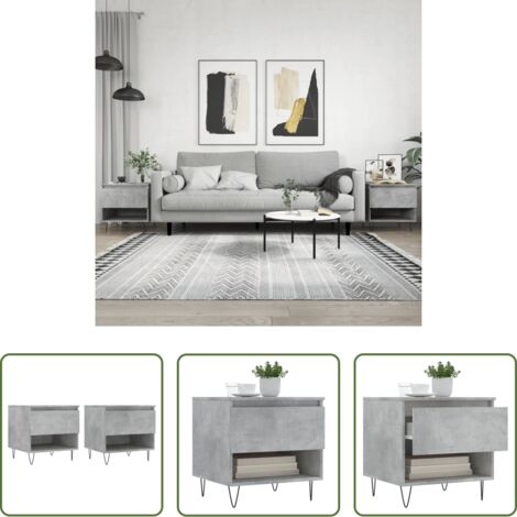 vidaXL Mesa de centro gris hormigón -  Mesas centro 2 uds madera ingeniería gris hormigón 50x46x50 cm