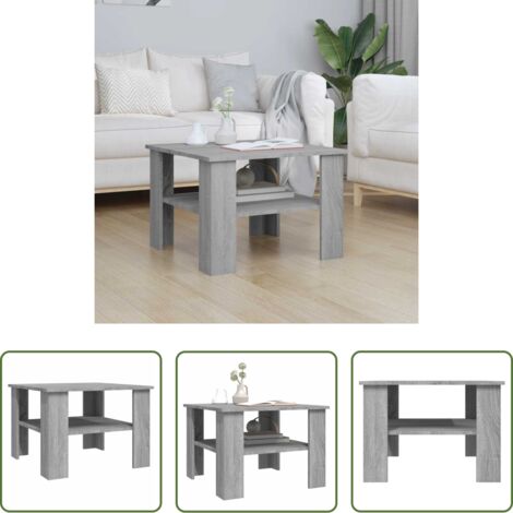 vidaXL Mesa de centro gris -  Mesa de centro de madera contrachapada gris Sonoma 60x60x42 cm