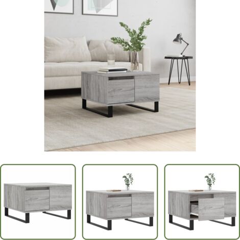 vidaXL Mesa de centro gris -  Mesa de centro madera contrachapada gris Sonoma 55x55x36,5 cm