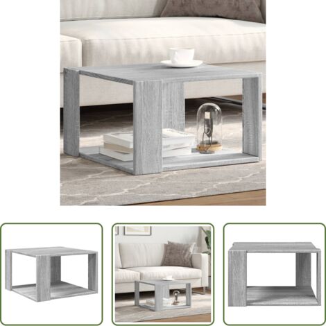 vidaXL Mesa de centro gris -  Mesa de centro madera de ingeniería gris Sonoma 51,5x51,5x30 cm