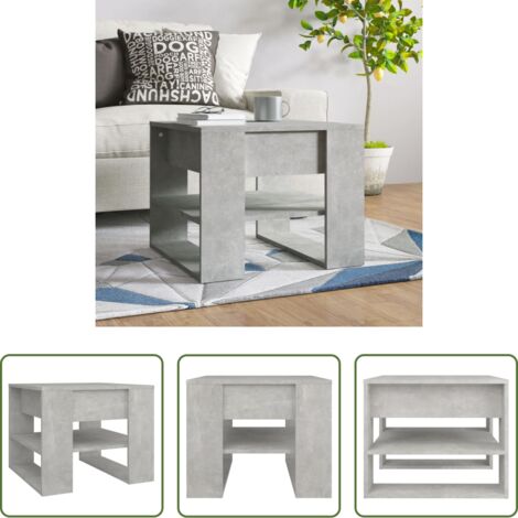 vidaXL Mesa de centro madera contrachapada -  Mesa de centro madera de ingeniería gris hormigón 55,5x55x45 cm