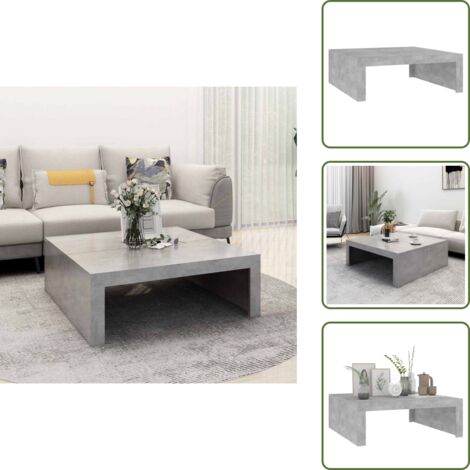 - vidaXL Mesa de centro madera de ingeniería gris hormigón 100x100x35 cm -
