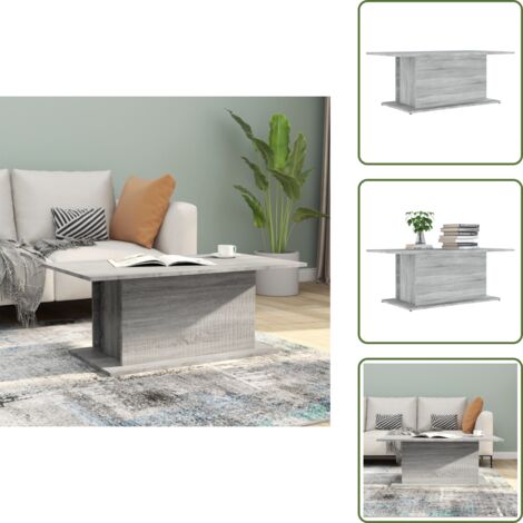 - vidaXL Mesa de centro madera de ingeniería gris Sonoma 102x55,5x40 cm -