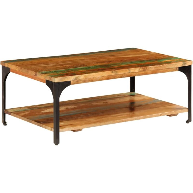 

Mesa de Centro Madera Maciza Reciclada 100x60x35 cm con Estante - Marrón - Vidaxl
