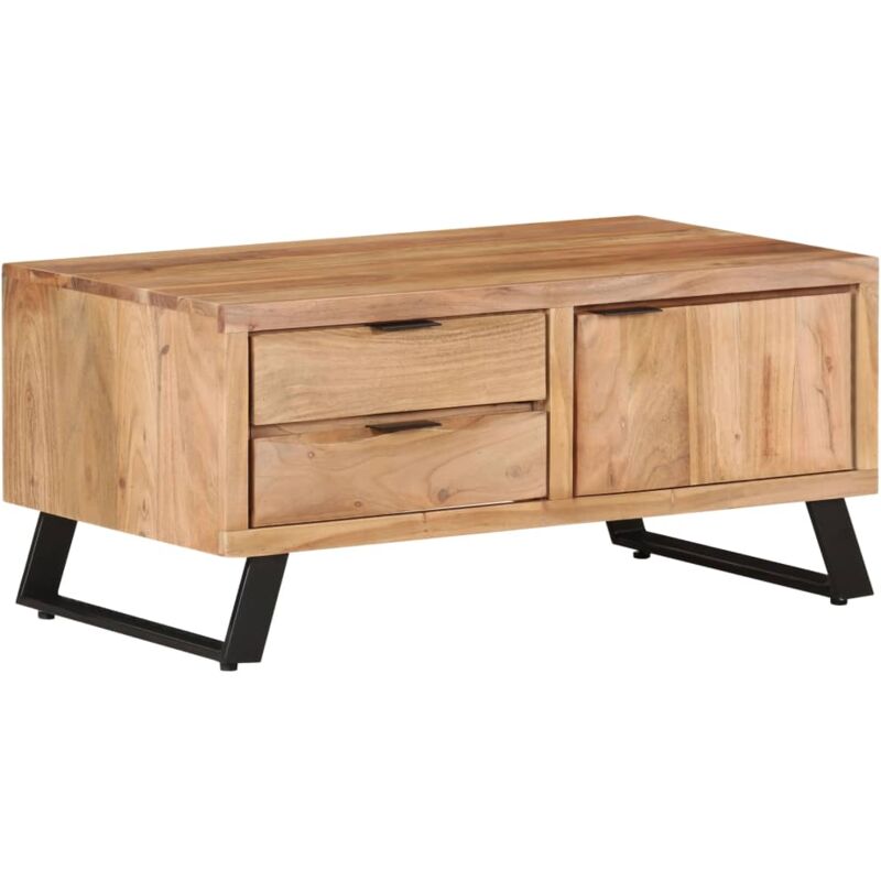 

Mesa de centro madera maciza acacia borde natural 90x50x40 cm - Marrón - Vidaxl