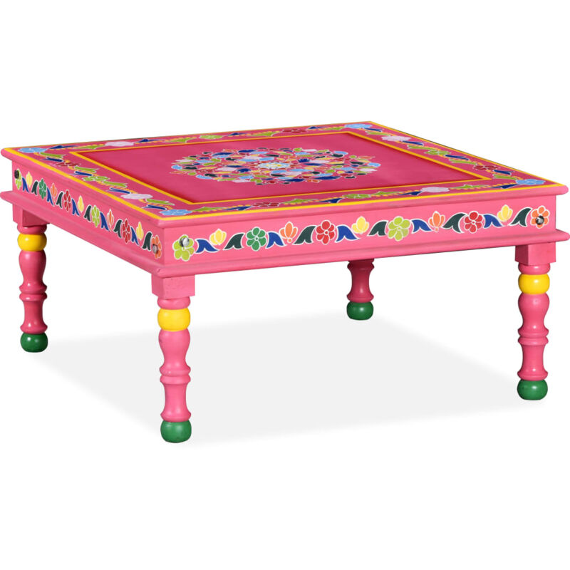 

Vidaxl - Mesa de Centro Madera Maciza de Mango Pintada a Mano Rosa - Rosa