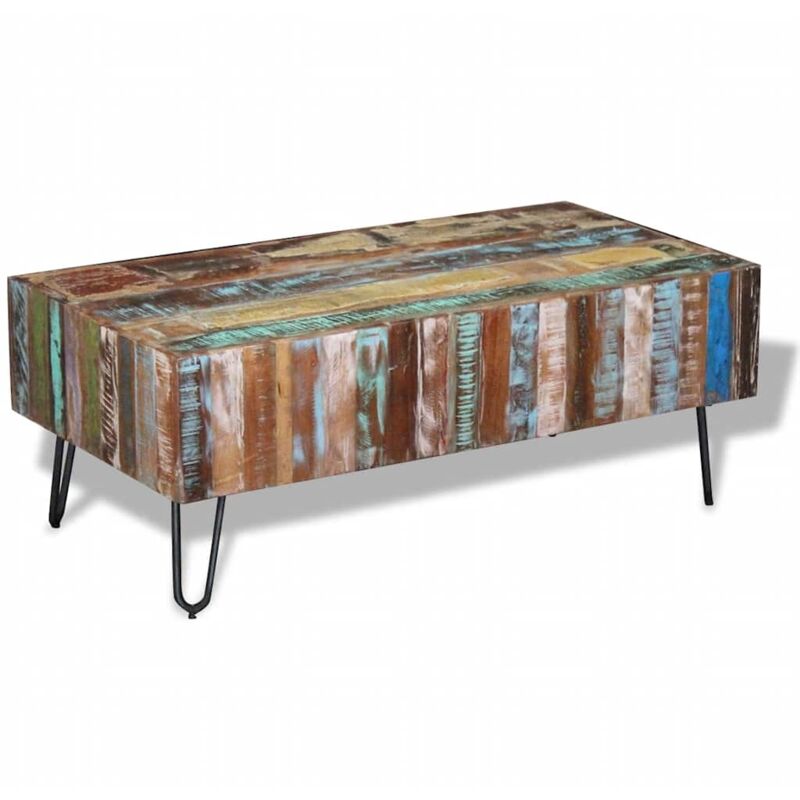

vidaXL Mesa de centro madera maciza reciclada 100x50x38 cm - Multicolor
