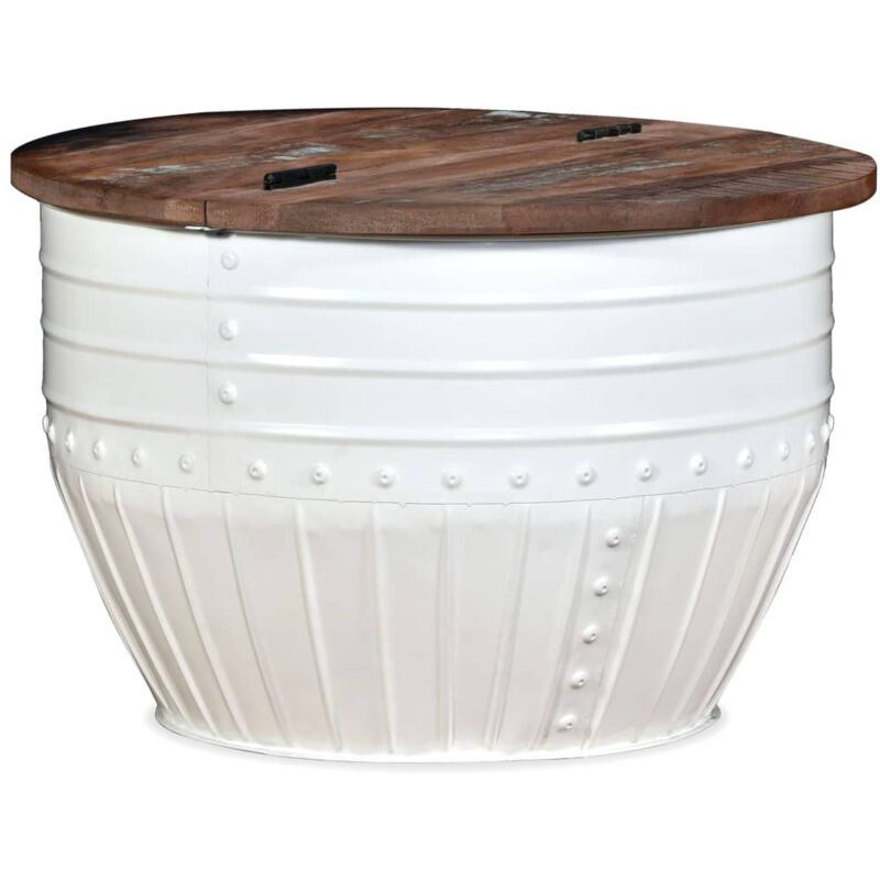 

Mesa de Centro Madera Maciza Reciclada Forma de Barril Blanca - Blanco - Vidaxl