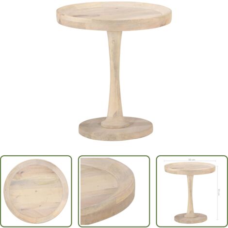 vidaXL Mesa de centro -  Mesa auxiliar de madera maciza de mango Ø50x55 cm