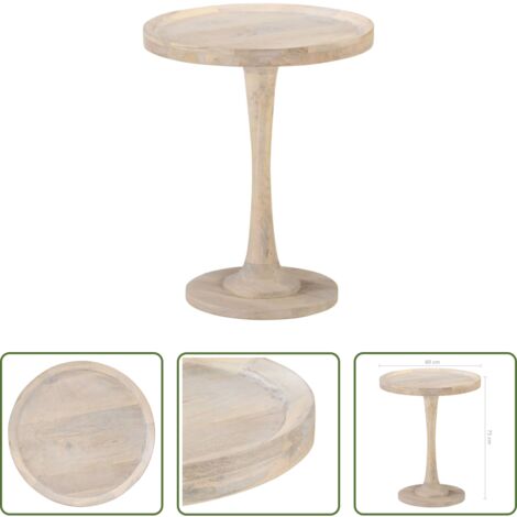 vidaXL Mesa de centro -  Mesa auxiliar de madera maciza de mango Ø60x75 cm