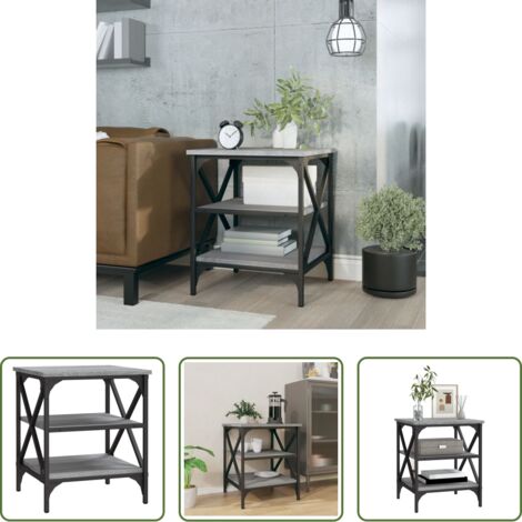 vidaXL Mesa de centro -  Mesa auxiliar madera contrachapada gris Sonoma 40x42x50 cm