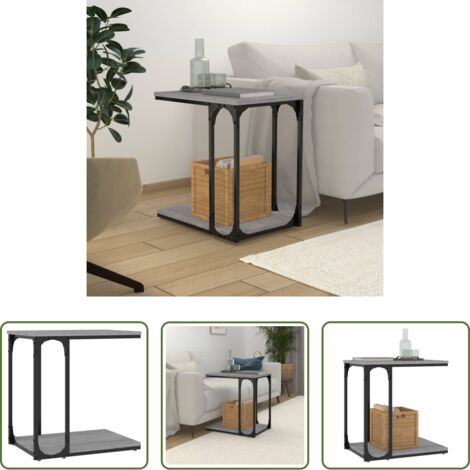 vidaXL Mesa de centro -  Mesa auxiliar madera contrachapada gris Sonoma 50x35x52 cm