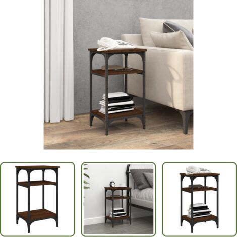 vidaXL Mesa de centro -  Mesa auxiliar madera contrachapada roble marrón 35x30x60 cm