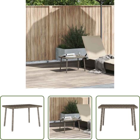 vidaXL Mesa de centro -  Mesa centro jardín rectangular gris 60x40x37 cm ratán sintético