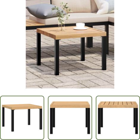 vidaXL Mesa de centro -  Mesa de jardín acero recubrimiento en polvo negro 55x55x39,5 cm
