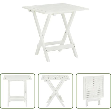 vidaXL Mesa de centro -  Mesa terraza bistró madera maciza de acacia blanco 46x46x47 cm