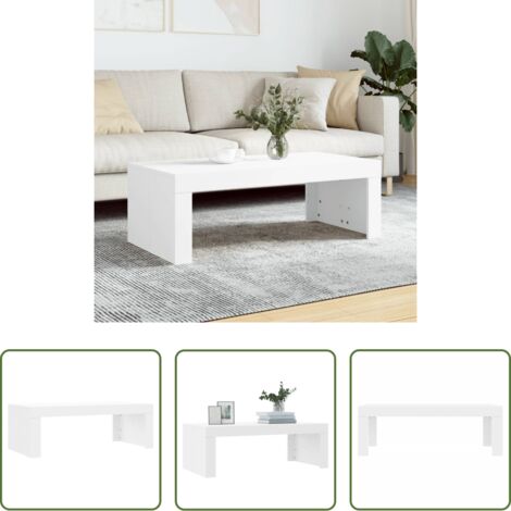 vidaXL Mesa de centro moderna -  Mesa de centro madera de ingeniería blanco 102x50x36 cm