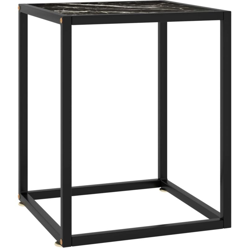 

vidaXL Mesa de centro negra con vidrio de mármol negro 40x40x50 cm - Negro