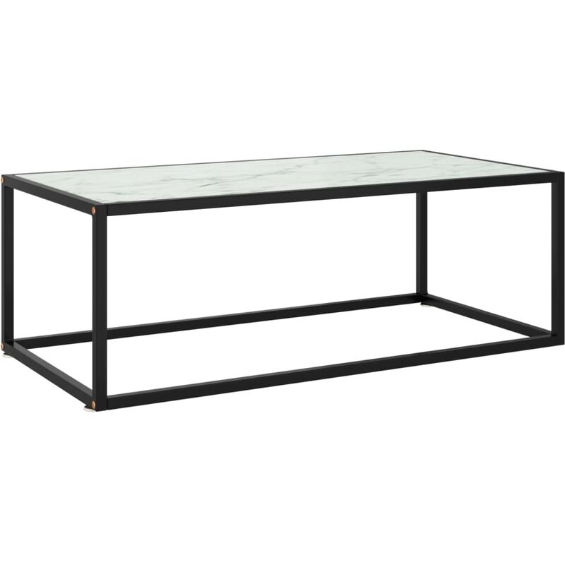 

Vidaxl - Mesa de centro negra con vidrio de mármol blanco 100x50x35 cm - Negro