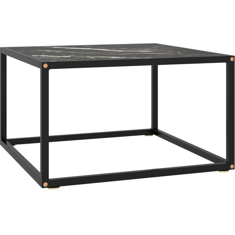 

vidaXL Mesa de centro negra con vidrio de mármol negro 60x60x35 cm - Negro
