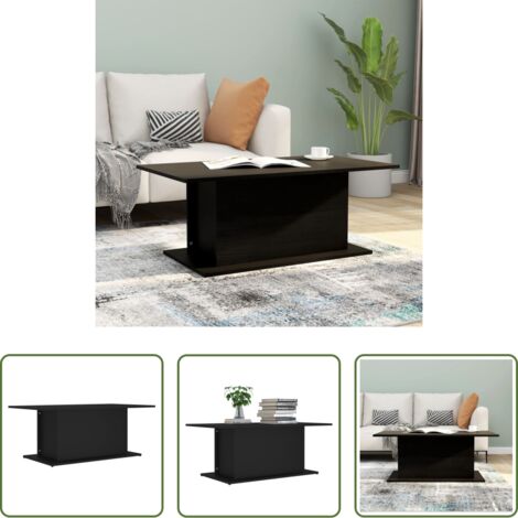 vidaXL Mesa de centro negra -  Mesa de centro madera contrachapada negro 102x55,5x40 cm