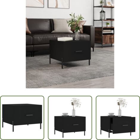 vidaXL Mesa de centro negra -  Mesa de centro madera contrachapada negro 50x50x40 cm