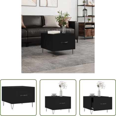 vidaXL Mesa de centro negra -  Mesa de centro madera contrachapada negro 50x50x40 cm