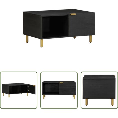 vidaXL Mesa de centro negra -  Mesa de centro madera contrachapada negro 80x50x40 cm