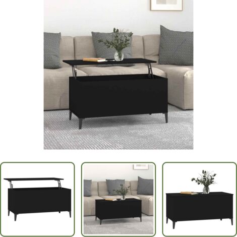 vidaXL Mesa de centro negra -  Mesa de centro madera contrachapada negro 90x44,5x45 cm