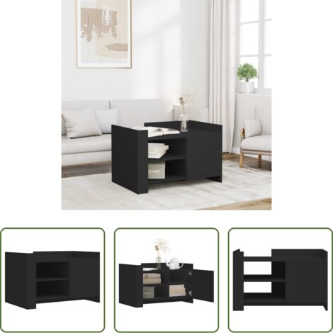 vidaXL Mesa de centro negra -  Mesa de centro madera de ingeniería negra 80x50x50 cm