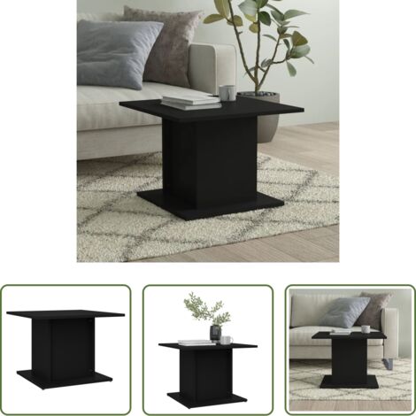 vidaXL Mesa de centro negra -  Mesa de centro madera de ingeniería negro 55,5x55,5x40 cm