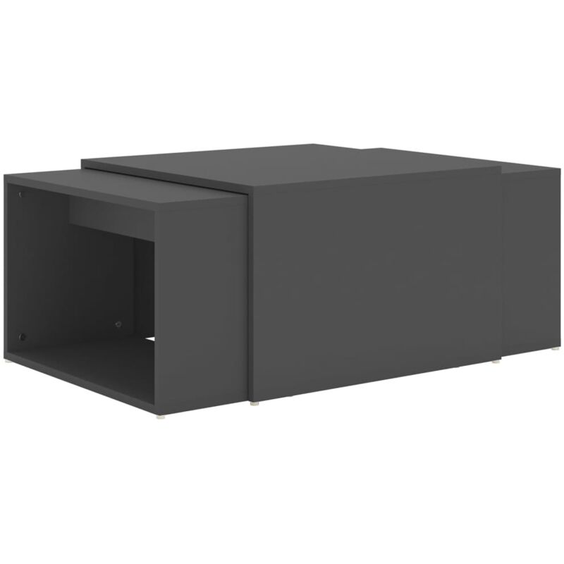 

vidaXL Set de mesa de centro nido 3 pzas aglomerado 60x60x30 cm gris - Gris