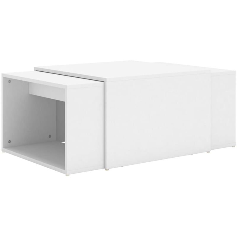 

vidaXL Set de mesa de centro nido 3 pzas aglomerado 60x60x30 cm blanca - Blanco