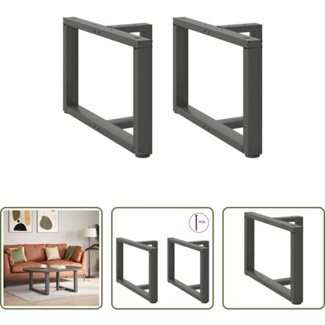 vidaXL Mesa de centro -  Patas para mesa de centro en forma de T (2 unidades), antracita, 70 x 25 x (42-43) cm, acero