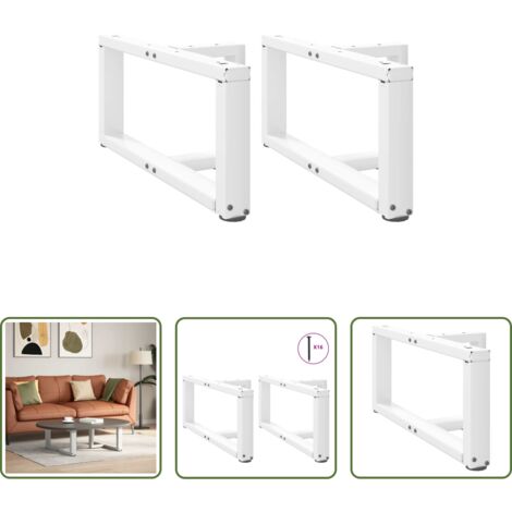 vidaXL Mesa de centro -  Patas para mesa de centro en forma de T (2 unidades), color blanco, 70 x 25 x (30-31) cm, acero