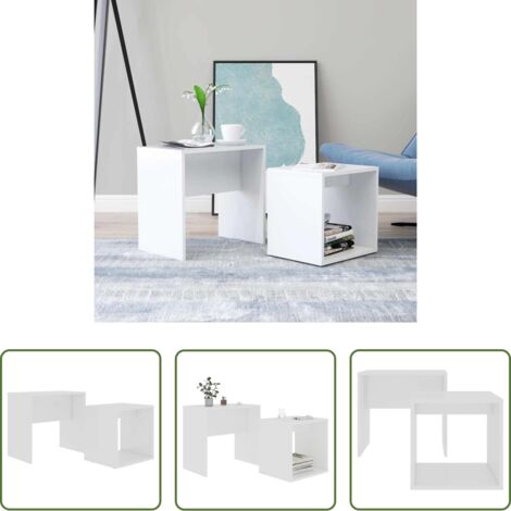 vidaXL Mesa de centro pequeña -  Juego de mesas de centro madera contrachapada blanco 48x30x45cm