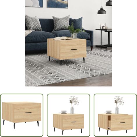 vidaXL Mesa de centro roble -  Mesa de centro madera contrachapada roble Sonoma 50x50x40 cm